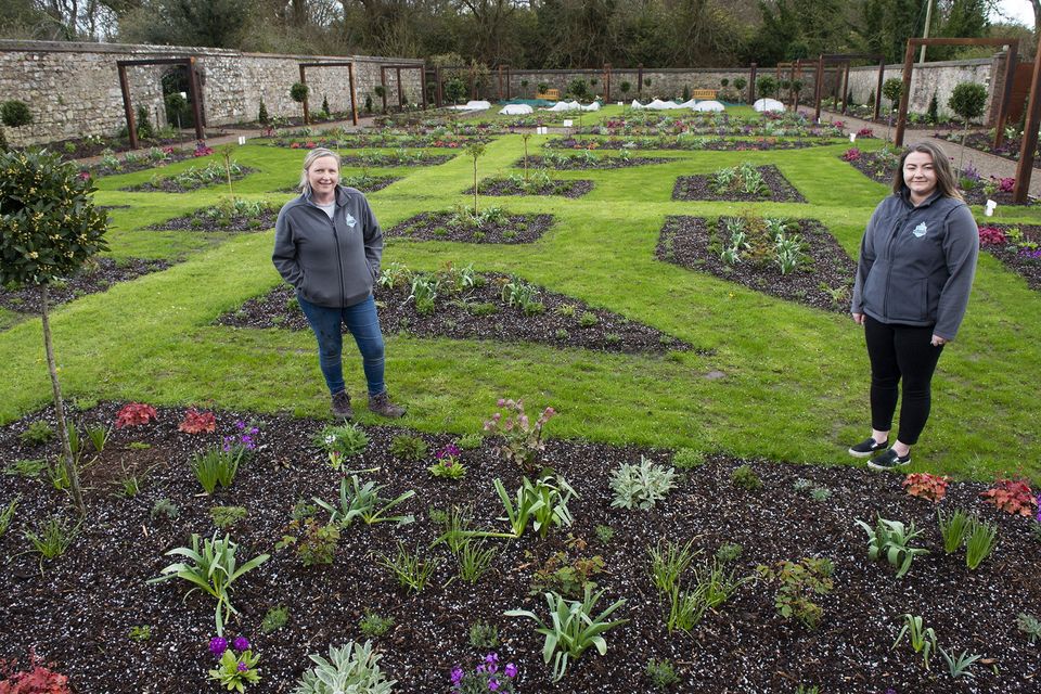 Claire Hayes (Head gardener) and Emily Hogan (Property manager) pictured at the opening of the new walled garden at Wells House and Gardens on Thursday. Pic: Jim Campbell