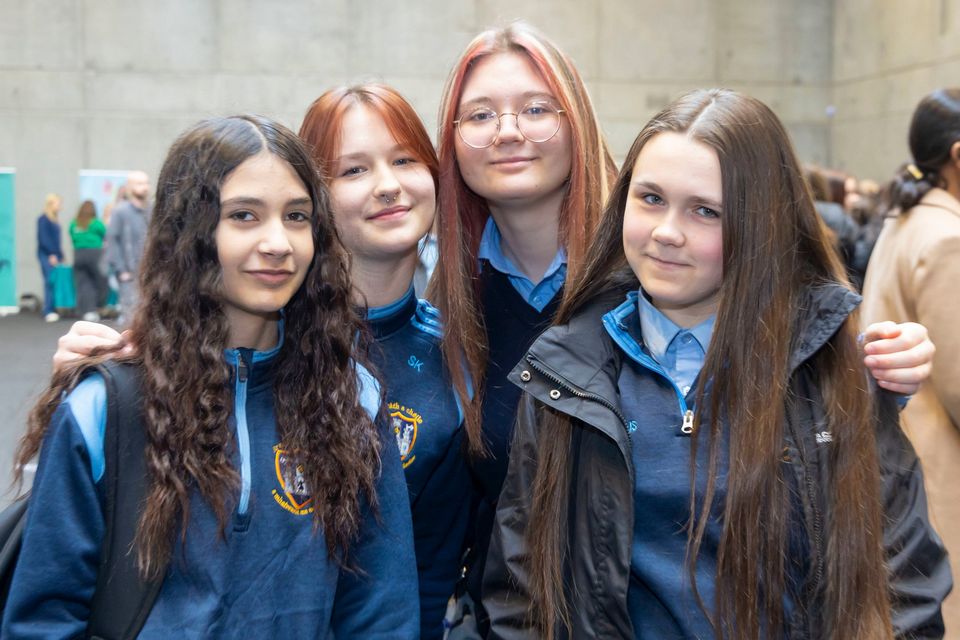 Our Lady of Mercy Secondary School students Rachael Breen, Matilda Bolet and Folini Kachonis pictured at South East Technological University’s (SETU) fifth annual Women in Technology event at the SETU Arena in Waterford.