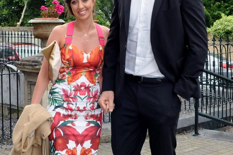 12/6/2015  Attending the Wedding of rish Rugby player Sean Cronin and Claire Mulcahy at St. Josephs Catholic Church, Castleconnell, Co. Limerick were Mary Scotta nd Leinster Rugby player Devin Toner.
Pic: Gareth Williams / Press 22