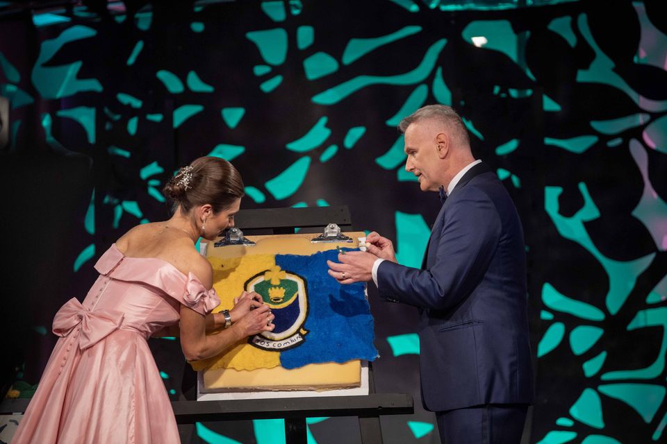 Roscommon Rose Rachel Hastings pictured on stage at the Kerry Sports Academy, MTU with Dáithí Ó’Sé during the Rose of Tralee International Festival TV Rose Selection night on Tuesday 20th of August.

Photo By : Domnick Walsh