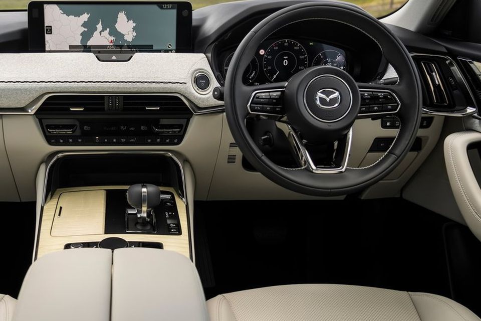 The Mazda CX-60 cabin is bedecked in the most sumptuous ivory leather.
