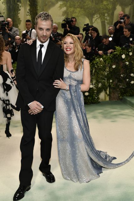 Glenn Martens, left, and Kylie Minogue attend The Metropolitan Museum of Art’s Costume Institute benefit gala (Evan Agostini/Invision/AP)