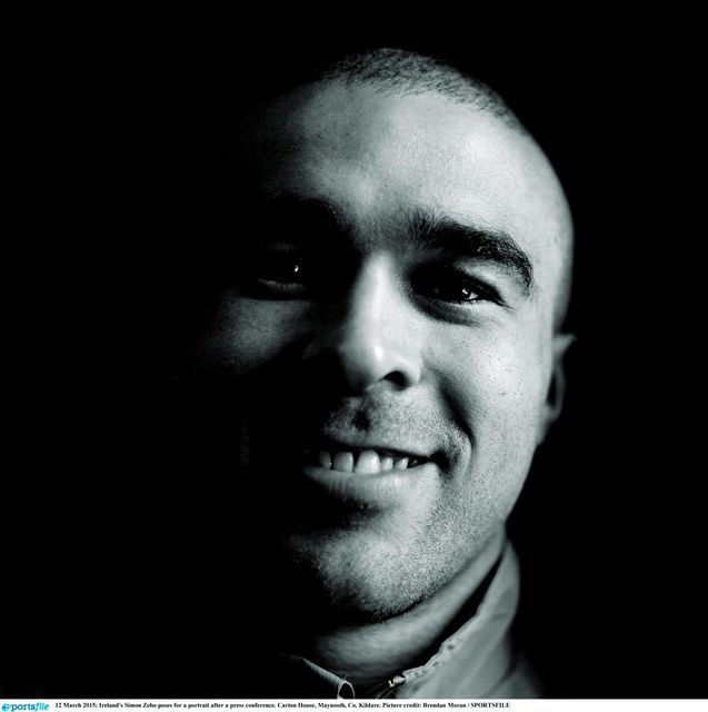 12 March 2015; Ireland's Simon Zebo poses for a portrait after a press conference. Carton House, Maynooth, Co. Kildare. Picture credit: Brendan Moran / SPORTSFILE