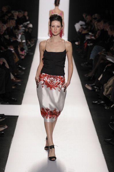 Caitriona Balfe wearing Narciso Rodriguez Fall 2005 (Photo by Thomas Concordia/WireImage)