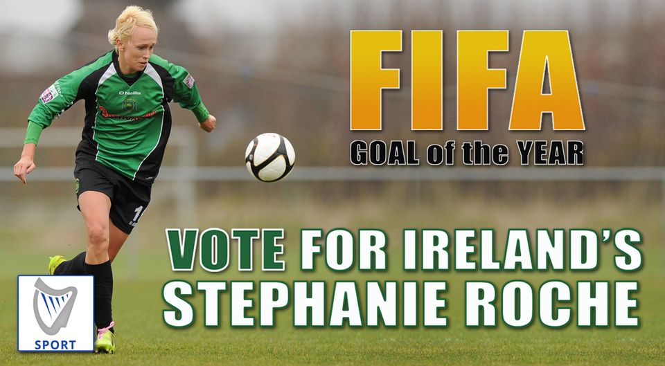 Stephanie Roche will battle against Robin van Persie and James Rodriguez for the FIFA Goal of the Year award