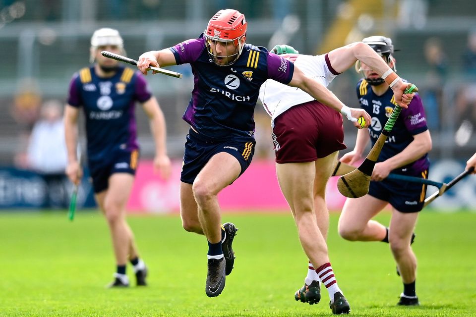 Wexford's Conor Hearne in action against Galway's Cianan Fahy during the Leinster SHC game at Chadwicks Wexford Park. Photo: David Fitzgerald/Sportsfile
