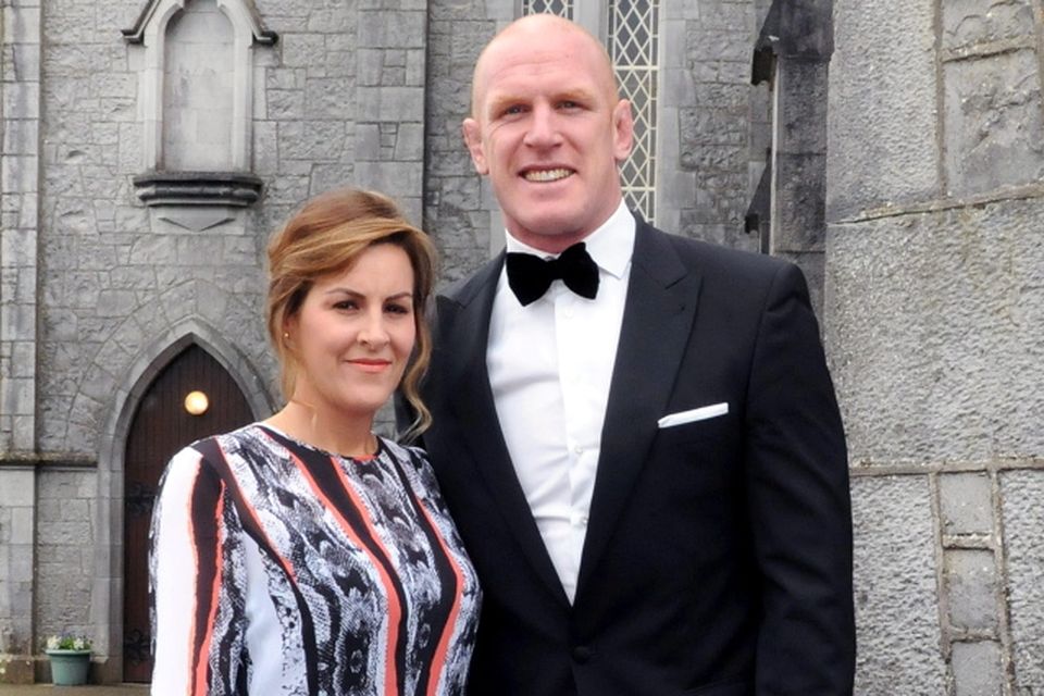 Emily and Paul O' Connell at the wedding of Irish Rugby player Sean Cronin and Claire Mulcahy at St. Josephs Catholic Church, Castleconnell, Co. Limerick. Picture: Gareth Williams / Press 22