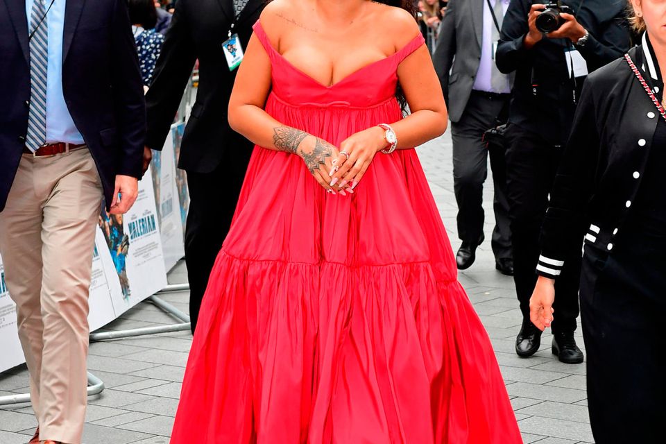 Rihanna Wears Red Dress to Valerian London Premiere - Rihanna