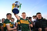 thumbnail: Kerry captain Rob Stack celebrates with the Noel Walsh cup after the Munster U-20 Football Championship Final win over Cork at Austin Stack Park in Tralee. Photo by Sportsfile