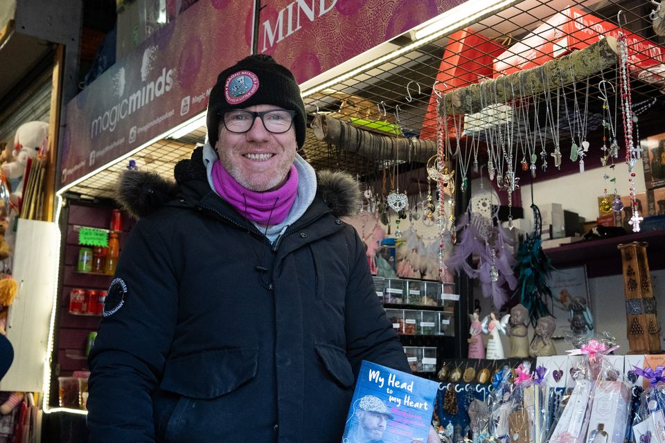 Matt Burke, the founder of Magic Minds Foundation, is set up at the Mind Your Little Self stall