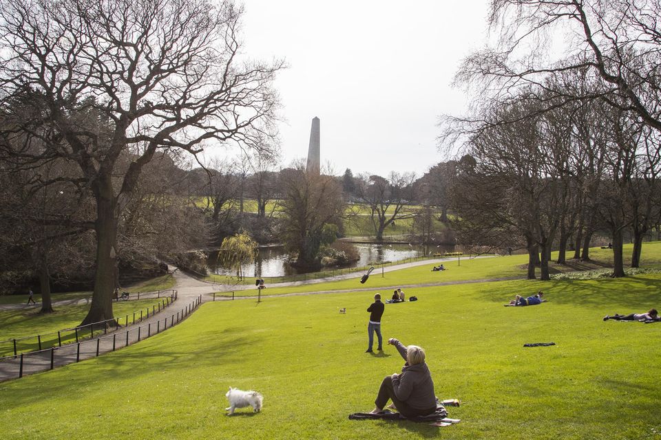 People enjoy spring sunshine in Phoenix Park yesterday