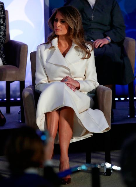 U.S. first lady Melania Trump attends the 2017 Secretary of State's International Women of Courage Award March 29, 2017 in Washington, DC.  The award honors women who have demonstrated exceptional courage, strength, and leadership in acting to improve the lives of others.  (Photo by Win McNamee/Getty Images)