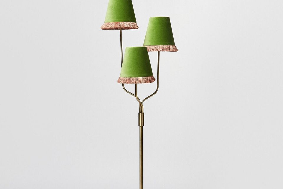 Ero green velvet triple floor lamp, €210, oliverbonas.com/ie