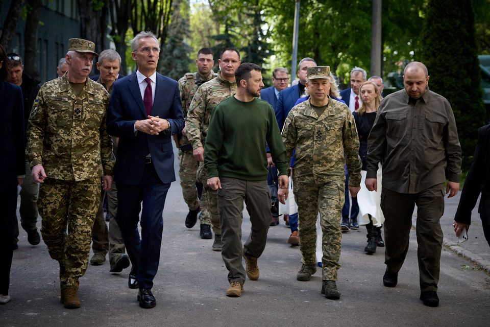 Nato chief Jens Stoltenberg met with president Volodymyr Zelensky in Ukraine. Photo: Reuters
