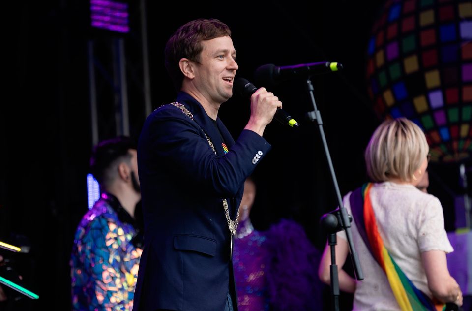 Lord Mayor of Dublin James Geoghegan takes part in a Dublin Pride event.  Photo: Evan Treacy/PA Wire