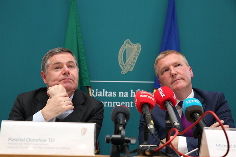 Public Expenditure Minister Paschal Donohoe and Finance Minister Michael McGrath. Photo: Gareth Chaney/Collins Photos