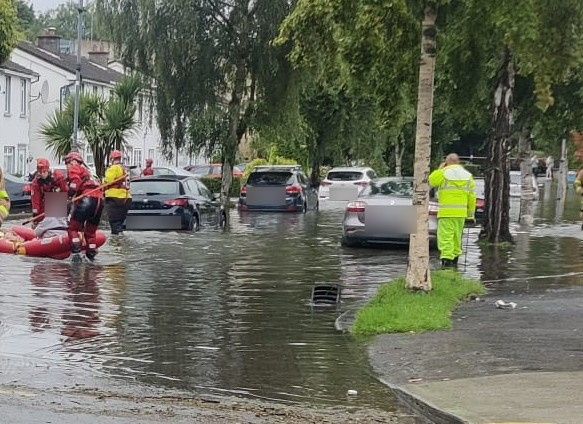 Dublin Fire Brigade responding to flooding in Castle Court, Clontarf, in 2023. Photo: @DubFireBrigade