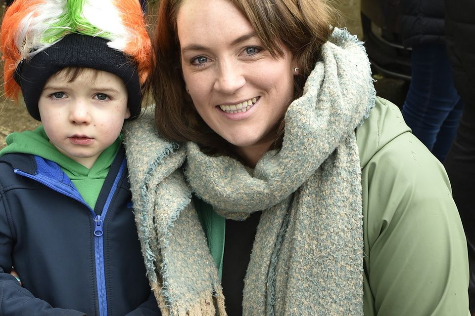Melanie and Tadhg Levingstone enjoyed the St Patrick's Day parade in Carnew. Pic: Jim Campbell