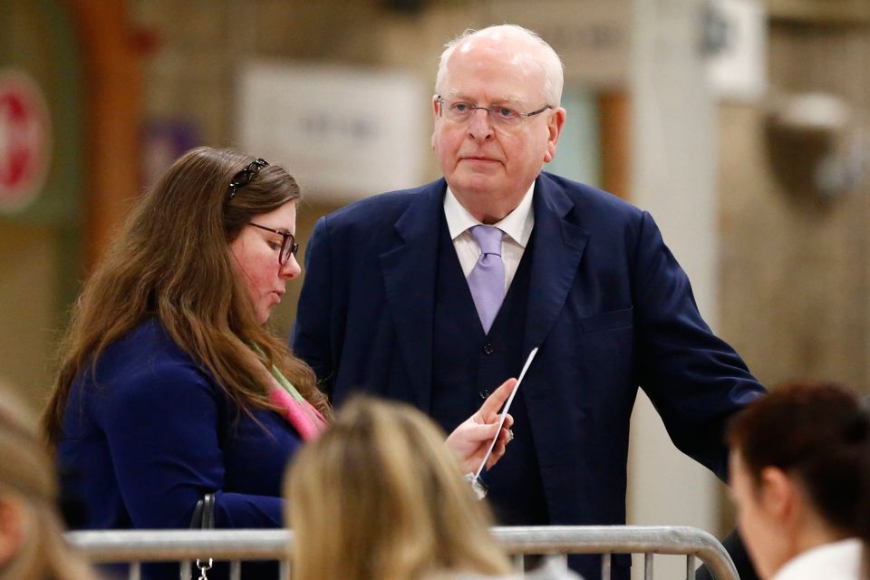 No campaigner Michael McDowell as the counting continued at the RDS in Dublin. Photo: PA