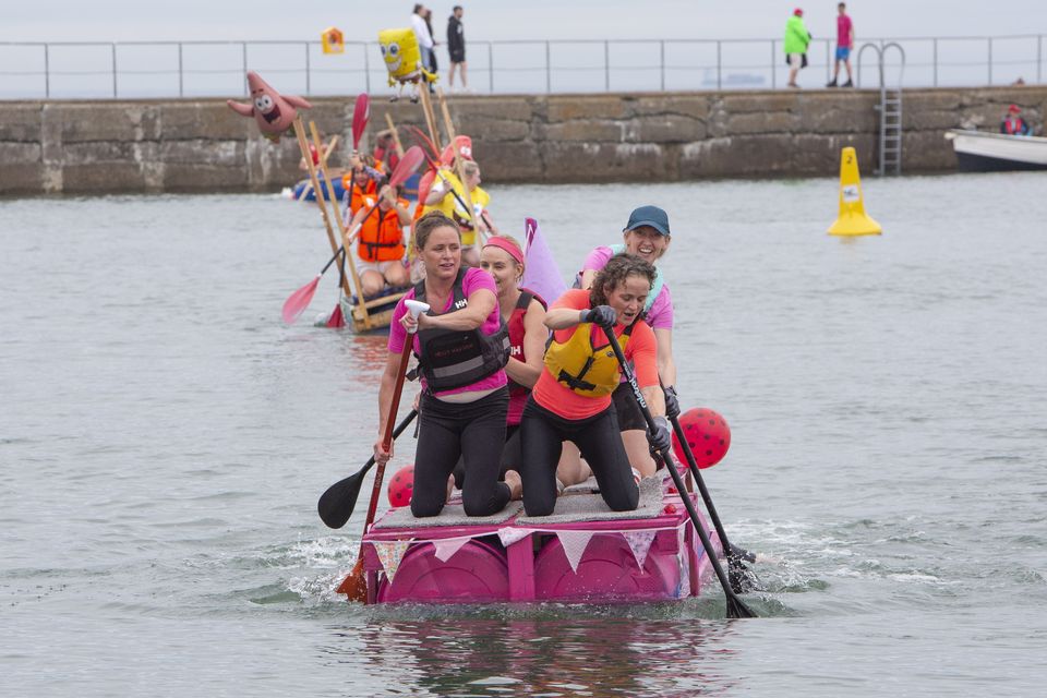 The Inbhear Dee Dames during the Wicklow Regatta Raft Race in Wicklow Harbour. Photo: Michael Kelly