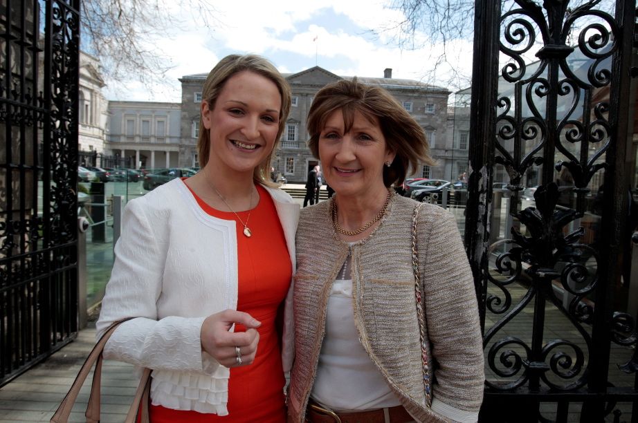 Helen McEntee,Fine Gael's newest deputy  with her mum Kathleen on her first day  at Leinster House
