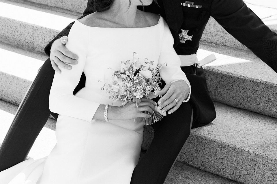 This official wedding photograph released by the Harry and Meghan shows the couple pictured together on the East Terrace of Windsor Castle.  Alexi Lubomirski/Handout via Reuters