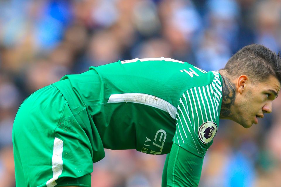 Manchester City goalkeeper Ederson was hurt in a bad collision with Liverpool's Sadio Mane
