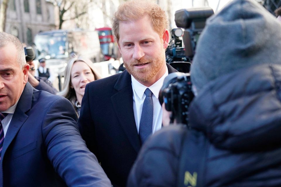 Britain's Prince Harry arrives at the Royal Courts of Justice in London. Photo: Jordan Pettitt/PA