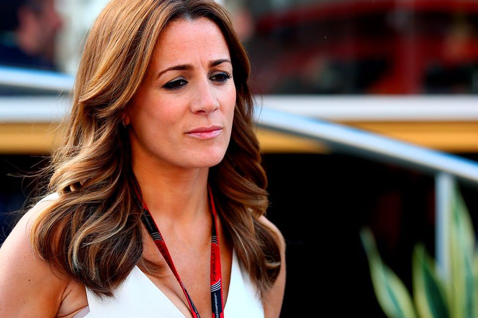 Sky Sports F1 Natalie Pinkham works in the paddock after practice for the Spanish Formula One Grand Prix at Circuit de Catalunya on May 8, 2015 in Montmelo, Spain.  (Photo by Mark Thompson/Getty Images)