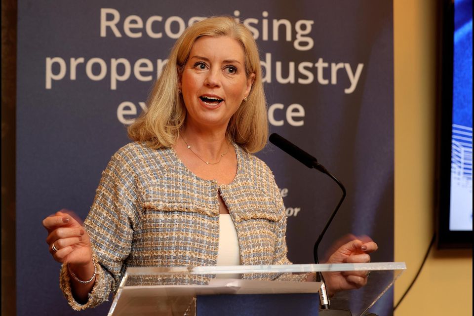 Sinead Ryan hosting the launch of the Property Industry Excellence Awards. Photo: Steve Humphreys