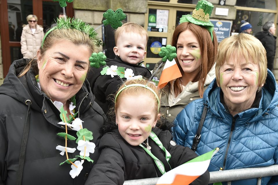 The Stewart family pictured at the St Patrick's Day parade in Gorey. Pic: Jim Campbell