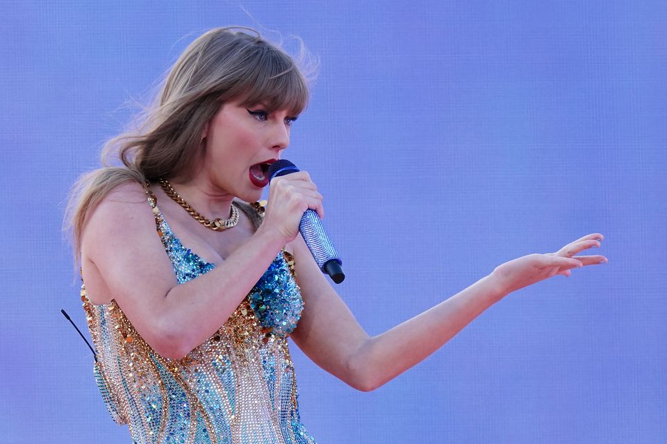 Taylor Swift performs on stage during her Eras Tour at Murrayfield Stadium in Edinburgh (Jane Barlow/PA)