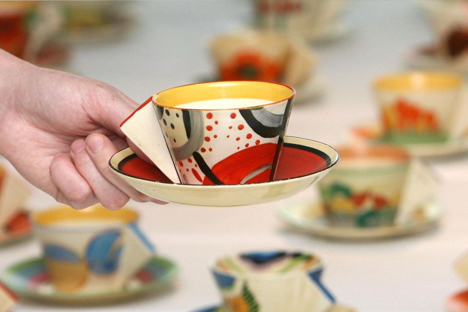 Colourful Clarice Cliff teacups (Lewis Whyld/PA)