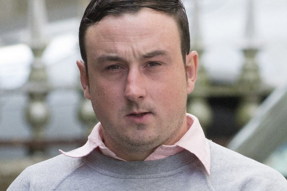 Aaron Brady at court where he denies murdering Garda Adrian Donohoe in a credit union robbery