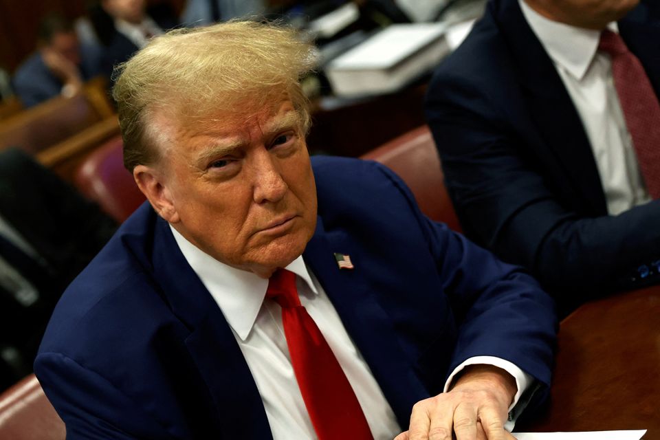 Former US President Donald Trump in court today. Photo: Peter Foley/Pool via REUTERS