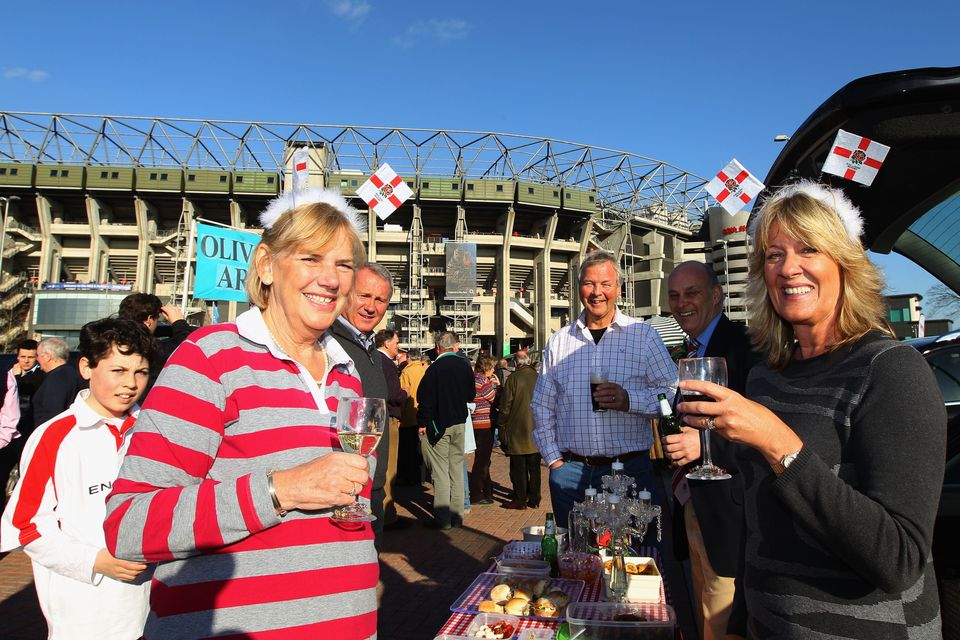 England fans share a picnic prior to a Six Nations match at Twickenham. Photo by Warren Little/Getty Images
