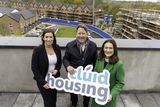 thumbnail:  Eibhlin O’Connor, Acting Chief Commercial Officer, Clúid Housing, Minister for Housing, Local Government and Heritage, Darragh O’Brien TD, and Senator Erin McGreehan enjoy the view from Clúid’s new social homes in Dundalk.