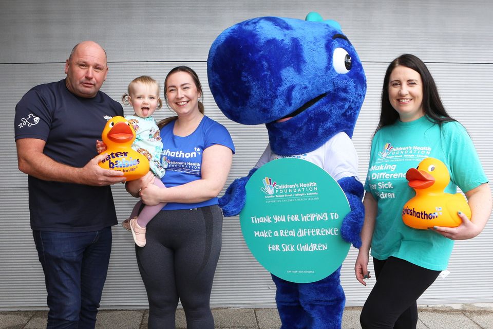 Pictured at the Launch are George Dunne, Water Babies, Eabha Barnes and daughter Doireann Behan, Bubba The Whale and Laura Saunders, Corporate Executive, Children's Health Foundation. Photo: Jenny Callanan