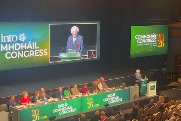 Michael D Higgins condemns rising global militarisation as teachers press for pay increases