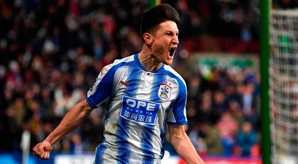 Joe Lolley of Huddersfield Town celebrates after scoring his sides first goal    Photo: Getty