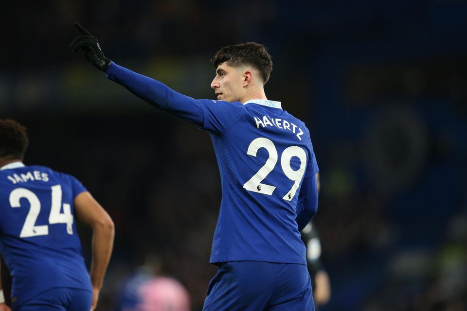 Kai Havertz thought he had won it for Chelsea before Everton hit back late on (Nigel French/PA)