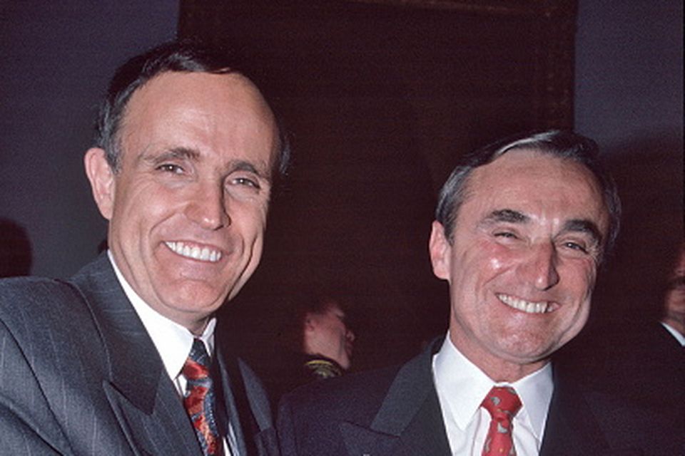 NYPD Commissioner William Bratton, right, with then New York Mayor Rudy Giuliani in 1994. Photo: Getty Images
