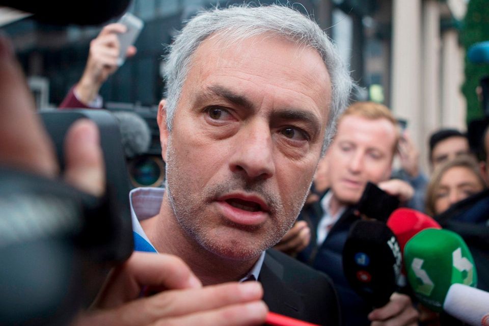 Manchester United manager Jose Mourinho leaves a courthouse in Madrid today