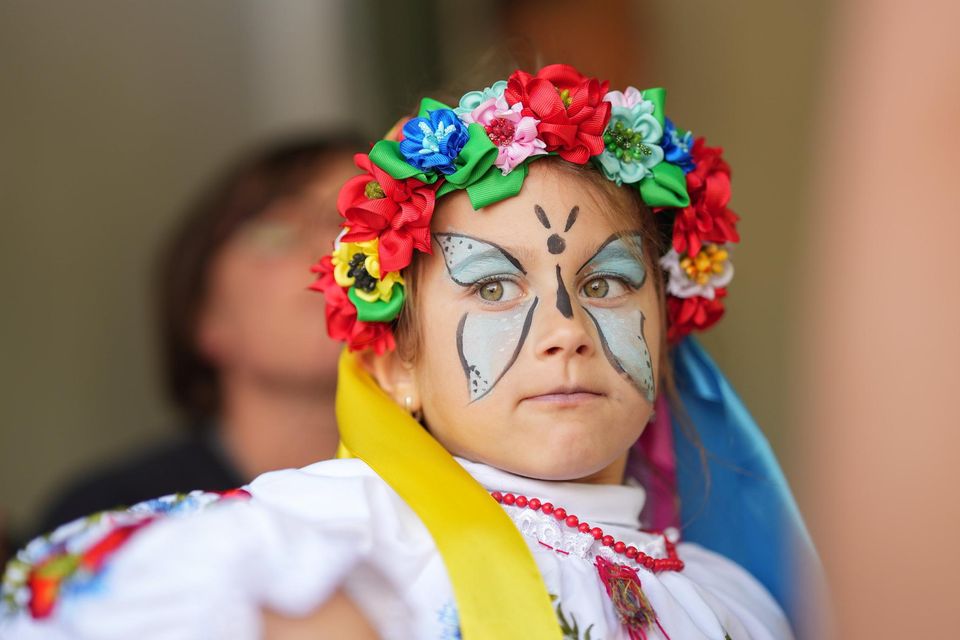 A woman marking Ukraine Day in Caherdaniel, Co Kerry. Photo: Tom Naiman