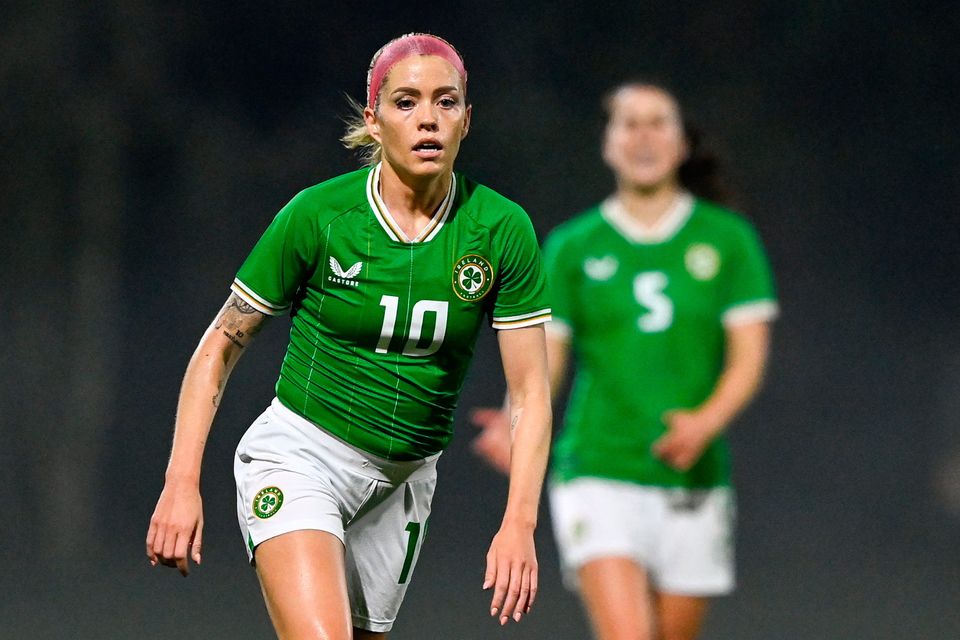 Denise O’Sullivan in action for  Ireland during the friendly against Colombia at Meakin Park in Brisbane. Photo: Stephen McCarthy/Sportsfile
