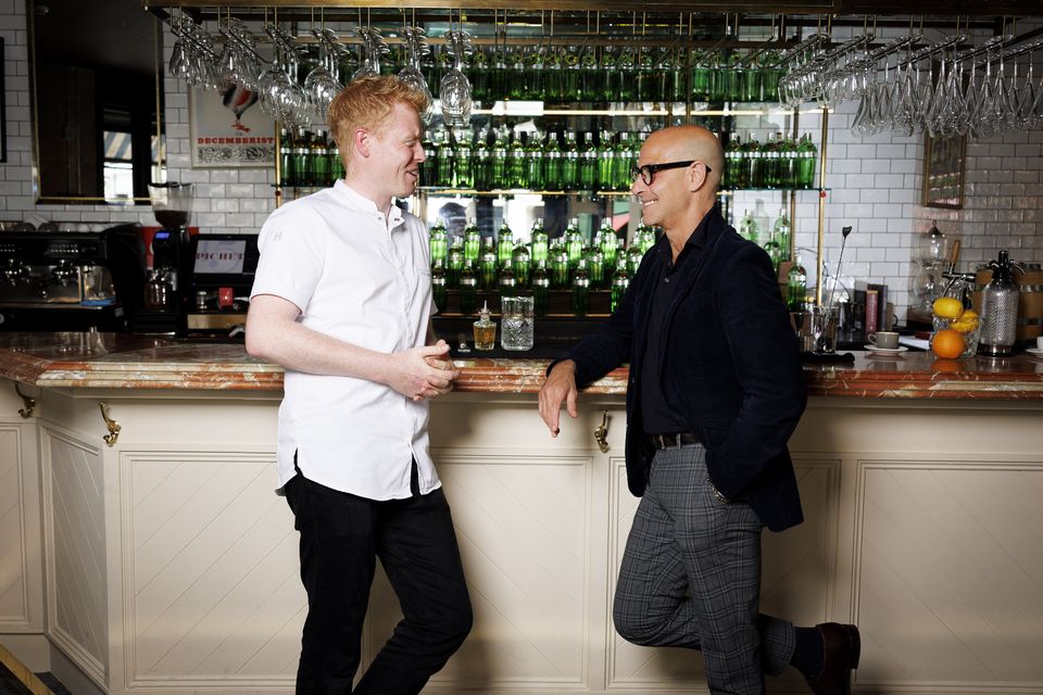 Stanley Tucci and chef Mark Moriarty. Photo: Andres Poveda