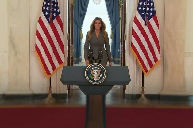 Melania Trump denies links to paedophile Jeffrey Epstein in rare public statement at White House