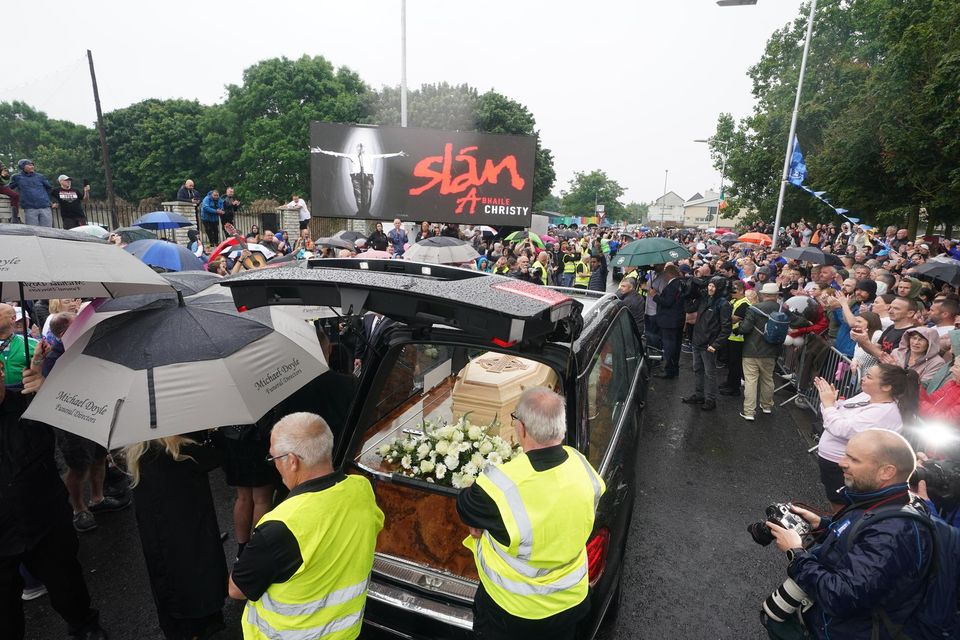 The funeral cortege of Christy Dignam (Brian Lawless/PA)
