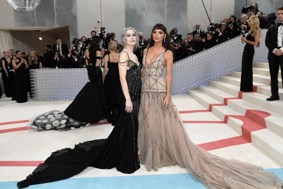 Phoebe Bridgers, left, and Emily Ratajkowski attend The Metropolitan Museum of Art's Costume Institute benefit gala celebrating the opening of the "Karl Lagerfeld: A Line of Beauty" exhibition on Monday, May 1, 2023, in New York. (Photo by Evan Agostini/Invision/AP)