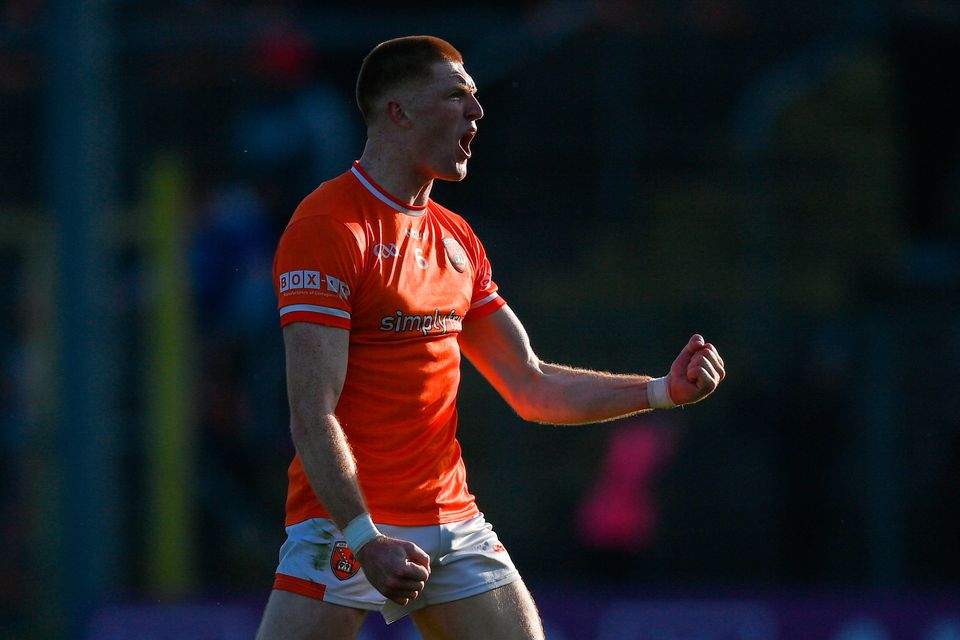 Ciarán Mackin of Armagh celebrates at the final whistle of the Ulster SFC semi-finalat St Tiernach's Park in Clones, Monaghan. Photo: Stephen McCarthy/Sportsfile